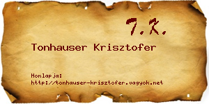 Tonhauser Krisztofer névjegykártya